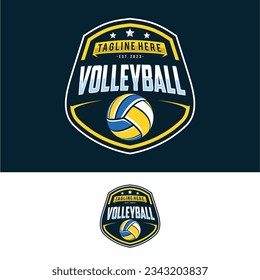 Volleyball team emblem logo design vector illustration