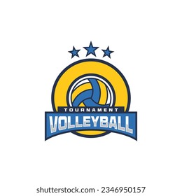 Volleyball team emblem logo design vector illustration