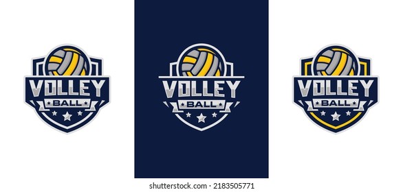 Volleyball team emblem logo set design vector