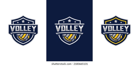 Volleyball team emblem logo set design vector