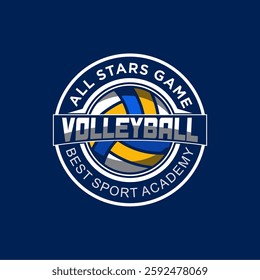 Volleyball team logo icon design, sport badge template. Vector illustration