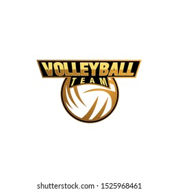 volleyball team logo icon with golden color for club and competition emblem