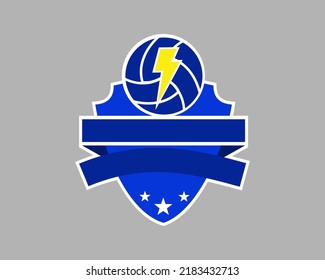 volleyball team logotype. Shield and lightning icon.