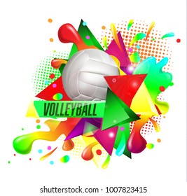 volleyball text on an abstract background, sports