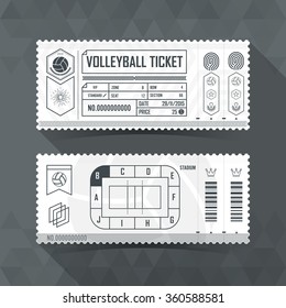 Volleyball Ticket Card modern element design.