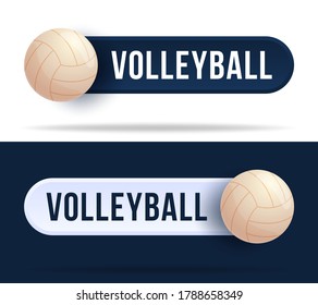 Volleyball toggle switch buttons. Vector illustration with basketball ball and web button with text