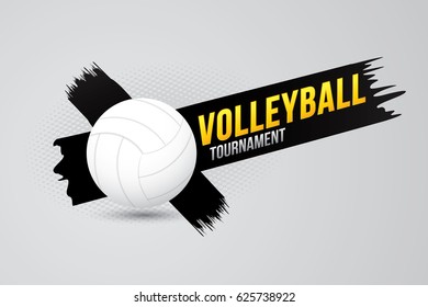Volleyball tournament badge design with ball.