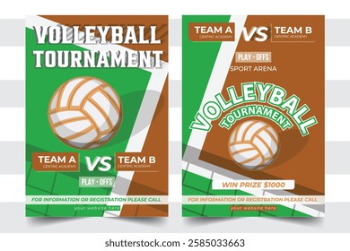 Volleyball Tournament Flyer Design Double Sided Tournament Poster Design, Vector Illustration and Print Ready.