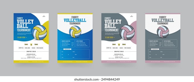 Volleyball tournament flyer layout. championship posters with volleyball ball template