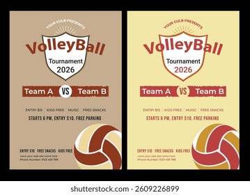 Volleyball tournament flyer layout. championship posters with Volleyball tournament posters, flyer with volleyball ball - template vector design