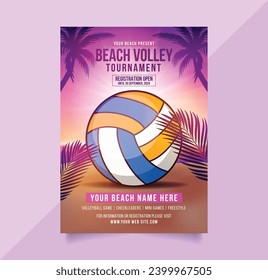 Volleyball Tournament Flyer or Poster Template Design in Vector