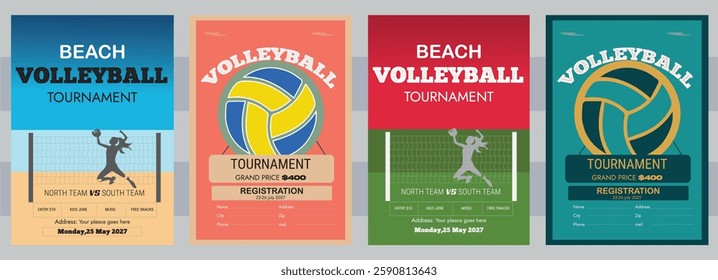 Volleyball Tournament Flyer Template, Beach Volleyball Event Poster Design ,Modern Volleyball Championship Flyer Printable, Volleyball Tournament Poster