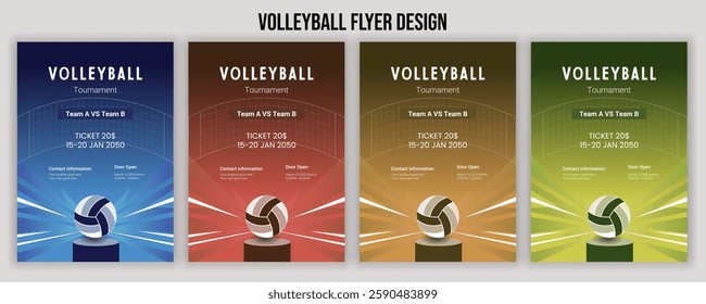 Volleyball Tournament Flyer Template Championship and Sports Event Poster Design  Editable EPS for Game Night and  Athletic Club Promotion