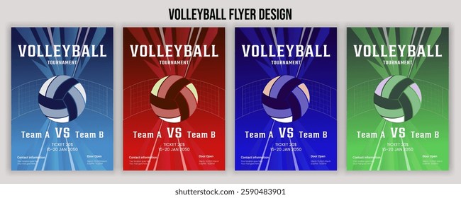 Volleyball Tournament Flyer Template Championship and Sports Event Poster Design  Editable EPS for Game Night and  Athletic Club Promotion