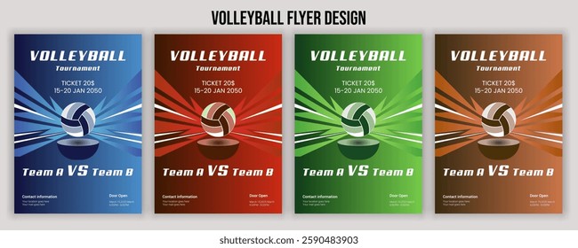 Volleyball Tournament Flyer Template Championship and Sports Event Poster Design  Editable EPS for Game Night and  Athletic Club Promotion