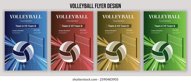 Volleyball Tournament Flyer Template Championship and Sports Event Poster Design  Editable EPS for Game Night and  Athletic Club Promotion