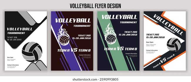 Volleyball Tournament Flyer Template  Championship Sports Event Poster Design Editable EPS for Game Night and Athletic Club Promotion  Perfect for Stock Market Uploads and Easy Customization.