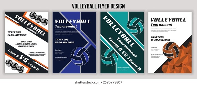 Volleyball Tournament Flyer Template  Championship Sports Event Poster Design Editable EPS for Game Night and Athletic Club Promotion  Perfect for Stock Market Uploads and Easy Customization.