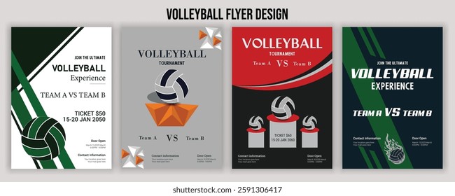 Volleyball Tournament Flyer Template  Championship Sports Event Poster Design Editable EPS for Game Night and Athletic Club Promotion  Perfect for Stock Market Uploads and Easy Customization.