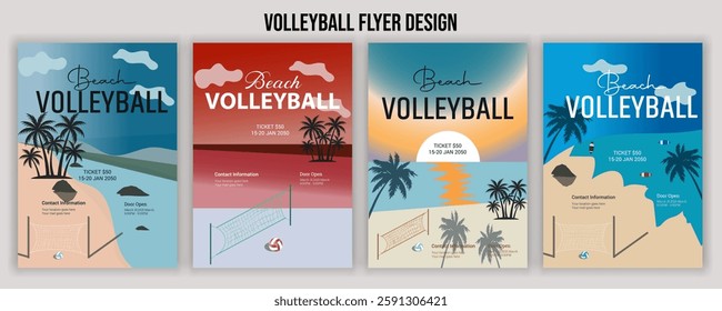 Volleyball Tournament Flyer Template  Championship Sports Event Poster Design Editable EPS for Game Night and Athletic Club Promotion  Perfect for Stock Market Uploads and Easy Customization.