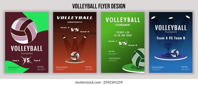 Volleyball Tournament Flyer Template  Championship Sports Event Poster Design Editable EPS for Game Night and Athletic Club Promotion  Perfect for Stock Market Uploads and Easy Customization.