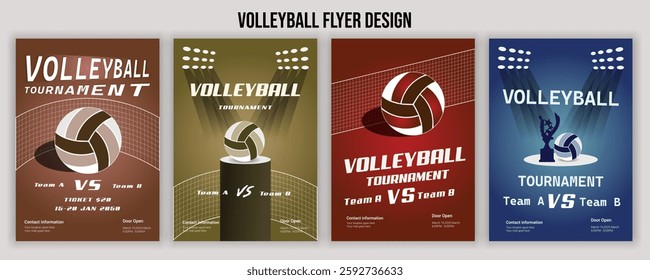 Volleyball Tournament Flyer Template  Championship Sports Event Poster Design Editable EPS for Game Night and Athletic Club Promotion  Perfect for Stock Market Uploads and Easy Customization.