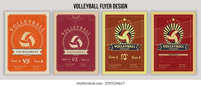 Volleyball Tournament Flyer Template  Championship Sports Event Poster Design Editable EPS for Game Night and Athletic Club Promotion  Perfect for Stock Market Uploads and Easy Customization.