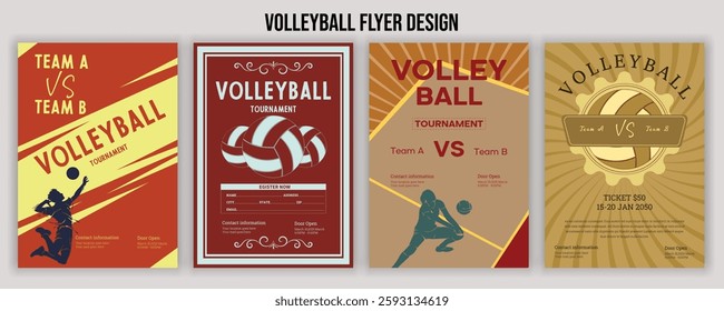 Volleyball Tournament Flyer Template  Championship Sports Event Poster Design Editable EPS for Game Night and Athletic Club Promotion  Perfect for Stock Market Uploads and Easy Customization.