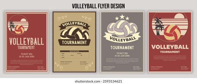 Volleyball Tournament Flyer Template  Championship Sports Event Poster Design Editable EPS for Game Night and Athletic Club Promotion  Perfect for Stock Market Uploads and Easy Customization.