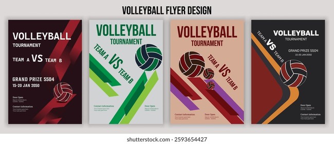 Volleyball Tournament Flyer Template  Championship Sports Event Poster Design Editable EPS for Game Night and Athletic Club Promotion  Perfect for Stock Market Uploads and Easy Customization.