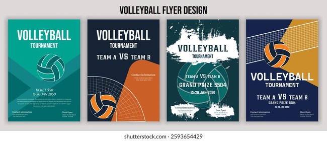 Volleyball Tournament Flyer Template  Championship Sports Event Poster Design Editable EPS for Game Night and Athletic Club Promotion  Perfect for Stock Market Uploads and Easy Customization.