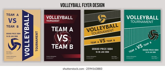 Volleyball Tournament Flyer Template  Championship Sports Event Poster Design Editable EPS for Game Night and Athletic Club Promotion  Perfect for Stock Market Uploads and Easy Customization.