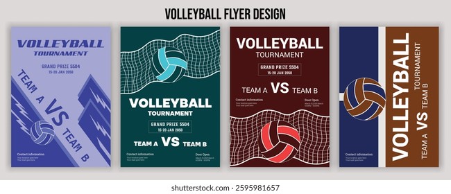 Volleyball Tournament Flyer Template  Championship Sports Event Poster Design Editable EPS for Game Night and Athletic Club Promotion  Perfect for Stock Market Uploads and Easy Customization.