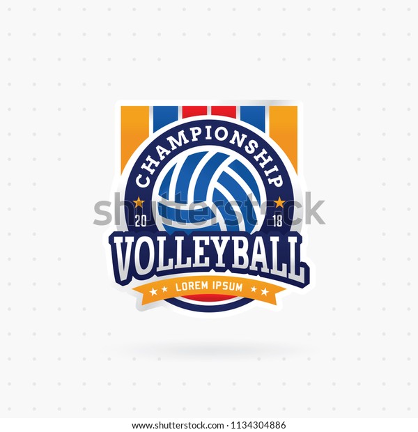 Volleyball Tournament Logo Emblem Label Design Stock Vector (Royalty ...