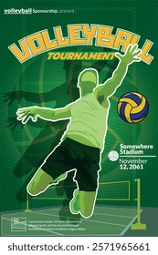 Volleyball Tournament Poster, Championship Sports Event.