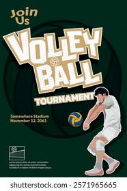 Volleyball Tournament Poster, Championship Sports Event.