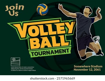 Volleyball Tournament Poster, Championship Sports Event.