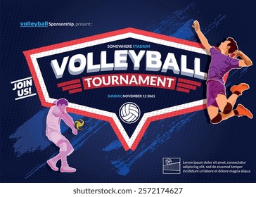 VolleyBall Tournament Poster, Championship Sports Event.