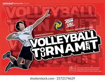 VolleyBall Tournament Poster, Championship Sports Event.