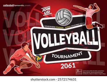 VolleyBall Tournament Poster, Championship Sports Event.