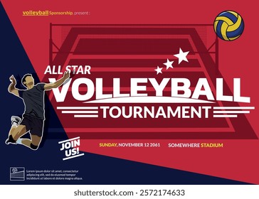 VolleyBall Tournament Poster, Championship Sports Event.