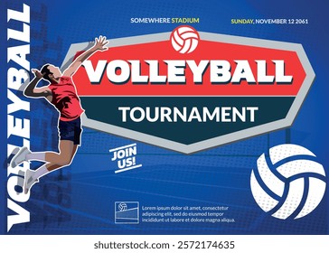 VolleyBall Tournament Poster, Championship Sports Event.