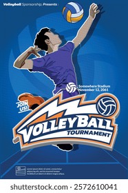 Volleyball Tournament Poster, Championship Sports Event.