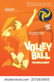 Volleyball Tournament Poster, Championship Sports Event.