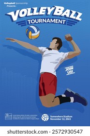 Volleyball Tournament Poster, Championship Sports Event.