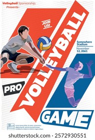 Volleyball Tournament Poster, Championship Sports Event.