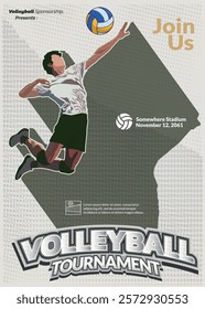 Volleyball Tournament Poster, Championship Sports Event.