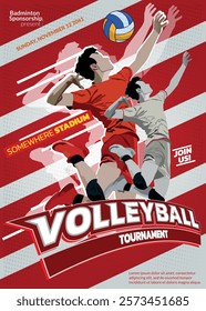 Volleyball Tournament Poster, Championship Sports Event.