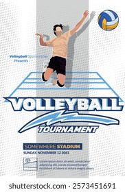 Volleyball Tournament Poster, Championship Sports Event.