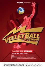 Volleyball Tournament Poster, Championship Sports Event.